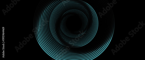 3D blue techno background. Big data visualization on dark space with dotted lines shape effect decoration. Modern graphic design element dots circle style concept for flyer, card, or brochure cover