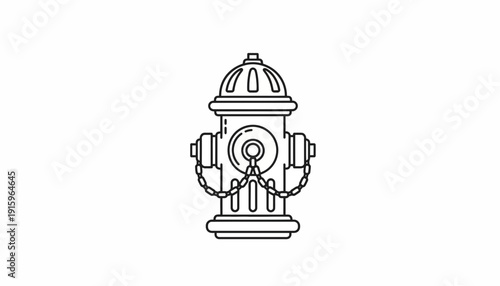 Line art illustration of a classic red fire hydrant, isolated on white background