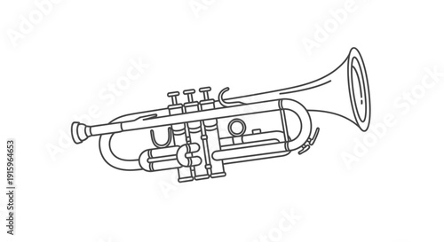 Line Art Trumpet Illustration - Musical Instrument Icon