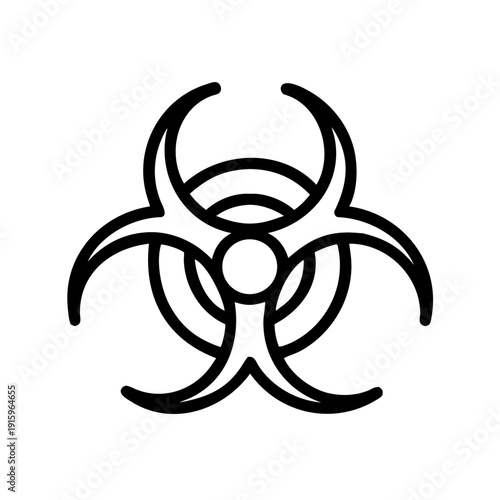Biohazard Warning Icon - Biological Hazard and Toxic Waste Symbol Outline Vector