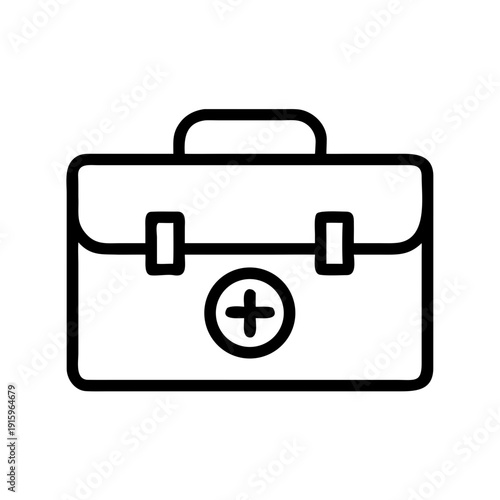 Doctor Bag Icon - Medical Professional Briefcase and Emergency Care Outline Vector