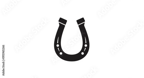 Black horseshoe icon with white dots on plain background for luck symbol
