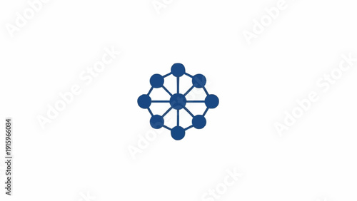 Blue molecular structure model graphic.