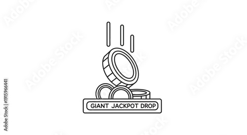 Giant Jackpot Drop: Falling Coins Symbolizing Gambling Win and Financial Success