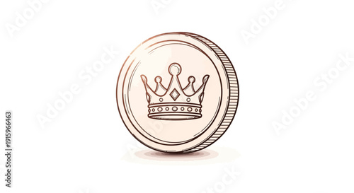 Gold Coin with Crown Icon - Symbol of Wealth, Royalty, and Success