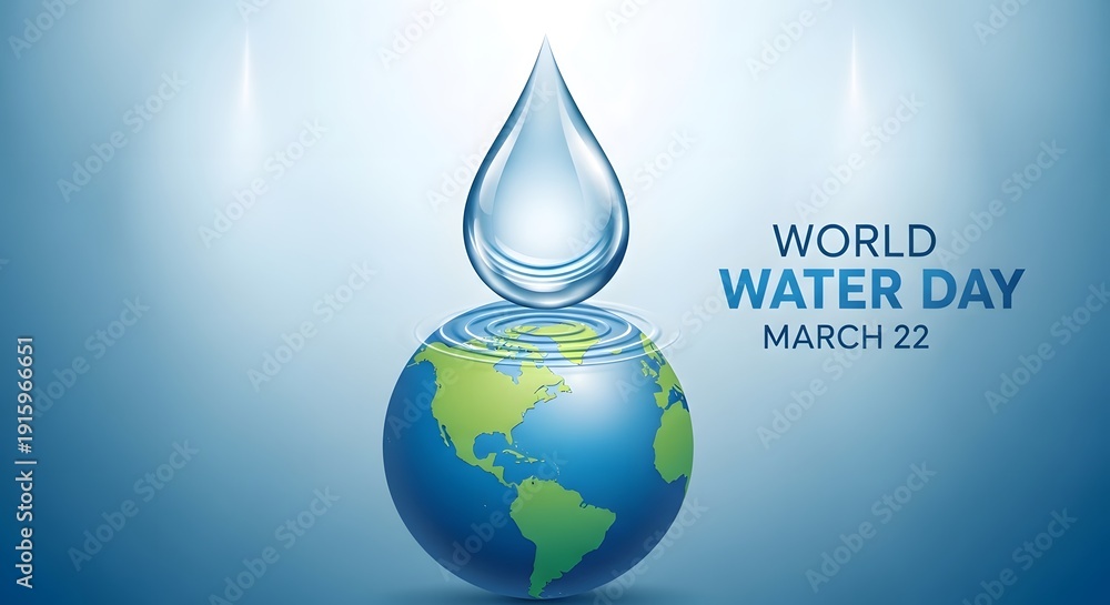 Obraz premium World water day poster with globe and water droplet