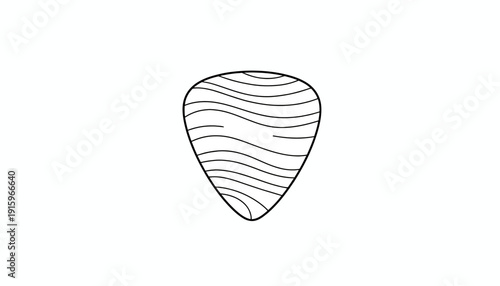 Guitar Pick with Wavy Lines Pattern, Musical Accessory, Isolated on White