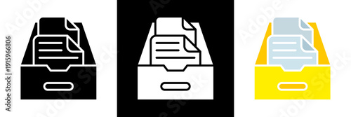 Document Archiving Icon Set Glyph vector Illustration 