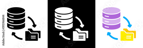 Data Backup Icon Set Glyph vector Illustration 