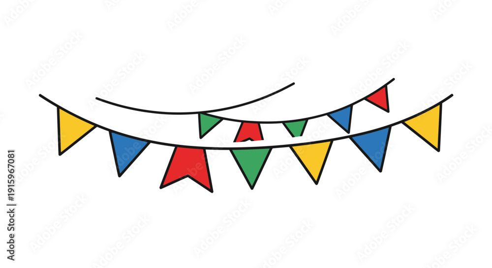 Fototapeta premium Colorful Bunting Flags Garland Festive Decoration Celebration Party Event
