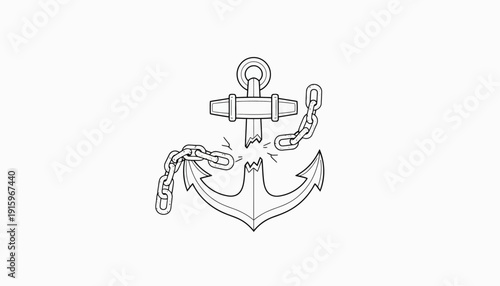 Broken Anchor Chain Symbolizing Failure, Disconnection, and Loss of Stability