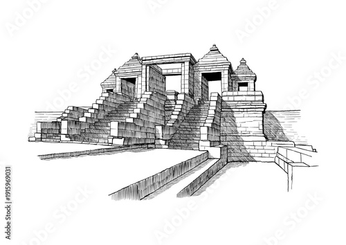 Ancient Ratu Boko Temple Gate Illustration – Indonesian Historical Architecture Vector