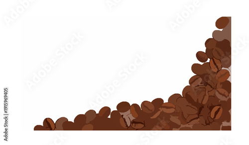 Asymmetrical coffee bean corner frame realistic vector with copy space