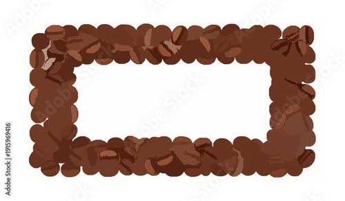 Roasted coffee bean frame border realistic vector with copy space isolated on white