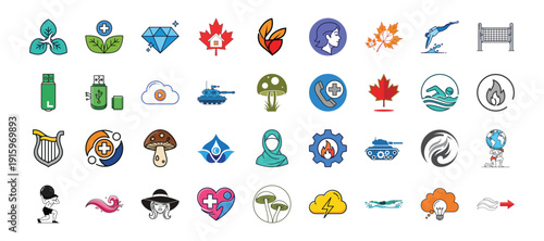 Vibrant collection of modern icons for business and design