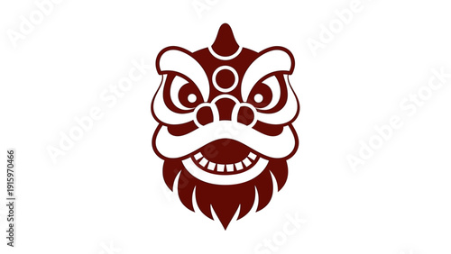 Chinese lion dance head decoration closeup.