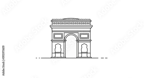 Arc de Triomphe Paris Landmark Outline Icon Vector Illustration