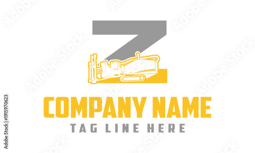 Letter Z Fiber Optic underground horizontal drilling laying machine logo design 