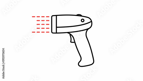 Barcode Scanner Icon with Red Dashed Laser Beam