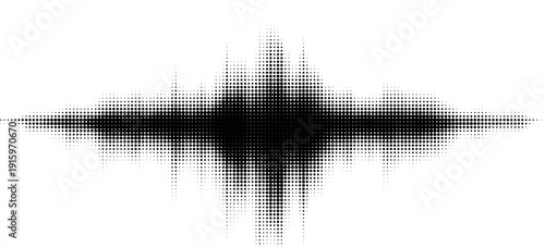 Vector retro grunge sound wave pattern. Audio equalizer halftone design with pulse effect