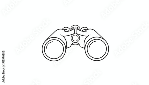 Binoculars Icon, Outline Drawing, Symbol for Vision, Search, Discovery, and Exploration