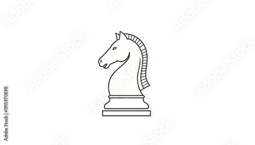 Black and White Chess Knight Piece Icon, Strategic Game Symbol, Vector Illustration