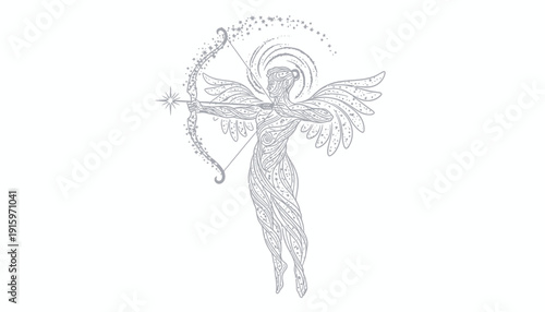 Angel Archer Zodiac Sagittarius Celestial Illustration