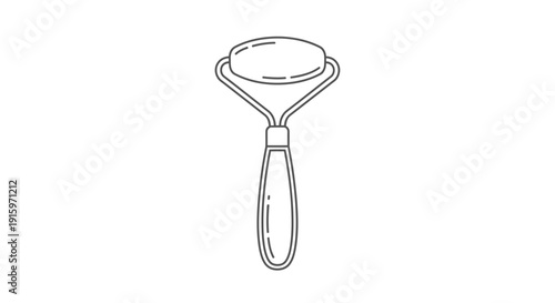 Facial Roller Line Art Icon: Beauty Tool for Skincare and Massage