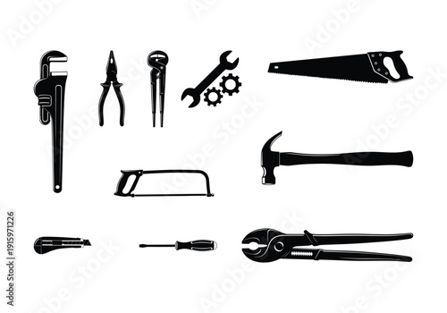 Collection of various hand tools and equipment