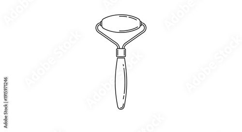 Facial Roller Line Art Icon - Beauty Tool for Skin Care and Massage