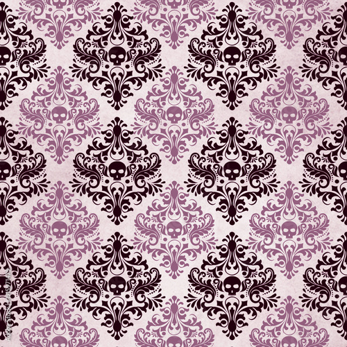 Gothic Damask Skull Repeating Pattern