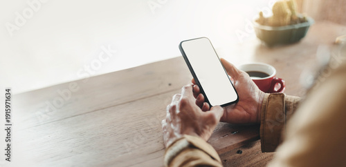 mobile phone blank white screen mockup.texting using cell phone.background empty space for advertise.work people contact marketing business,technology