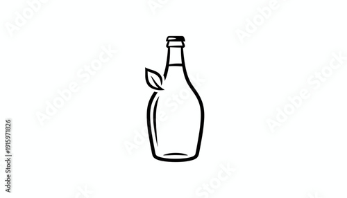 Eco-friendly beverage bottle icon with leaf, sustainable drink concept