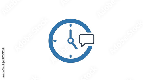 Clock with speech bubble icon.
