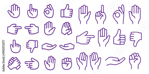 Hand Gestures Line Icons. Editable Stroke. Pixel Perfect. For Mobile and Web. Contains such icons as Gesture, Hand, Charity and Relief Work, Finger, Greeting, Handshake, A Helping Hand, Clapping, Team