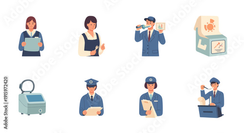 Medical professionals and healthcare equipment icons set, medical staff and devices for healthcare and hospital design