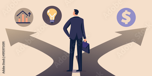 A businessman contemplates choices related to housing ideas and finances