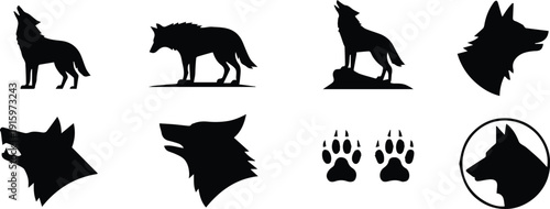 wolf logo pack black vector wolves head paw howling