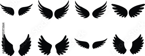 wing silhouette vector icon logo quill bird flight freedom poster