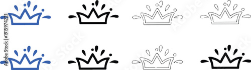 crown droplet splash emblem vector icons for logo and identity
