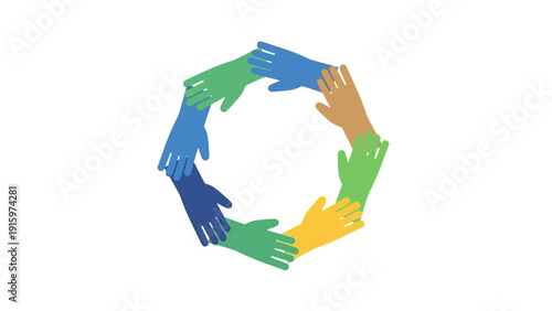 Diverse hands in a circle formation.
