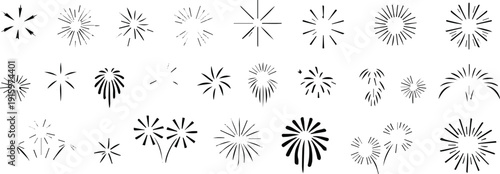 burst starburst emblem collection line art vector icons