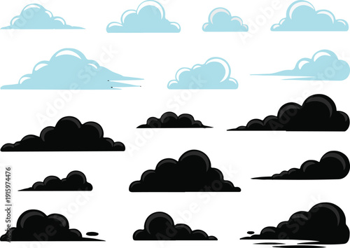 cloud icon set vector cloud silhouettes for weather graphics