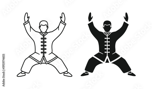 Vector illustration of two martial arts practitioners in dynamic poses