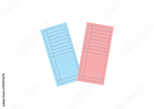 青と赤色の切符イメージ