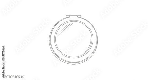 Compact Mirror Line Art Icon, Portable Beauty Tool, Makeup Accessory, Simple Vector Graphic