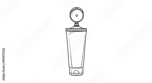 Cosmetic Tube with Flip-Top Cap - Clean Line Art Illustration