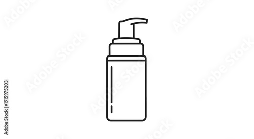 Cosmetic Pump Bottle Icon, Minimalist Line Art for Skincare and Beauty Products