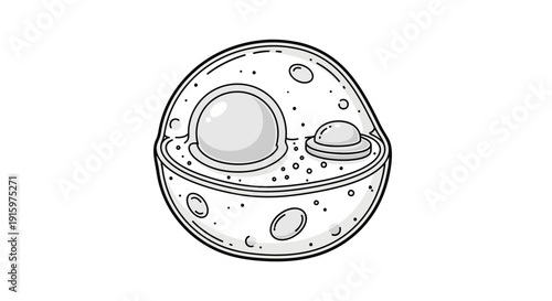Cross Section of a Stylized Moon or Planet with Craters and Bubbles