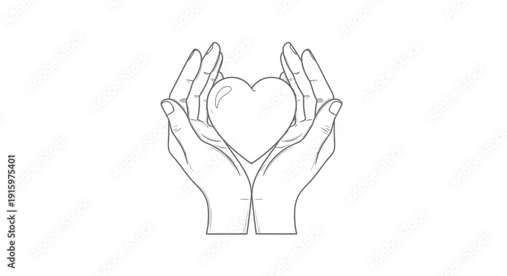 Obraz premium Caring Hands Holding a Heart Symbol - Love, Health, and Support Concept